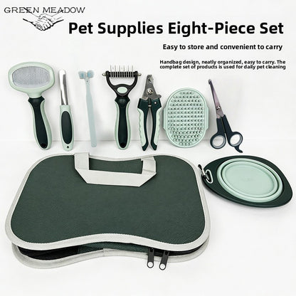 Pet Grooming Kit with Bath Brush and Comb Set