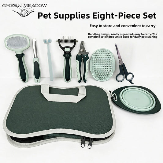 Pet Grooming Kit with Bath Brush and Comb Set